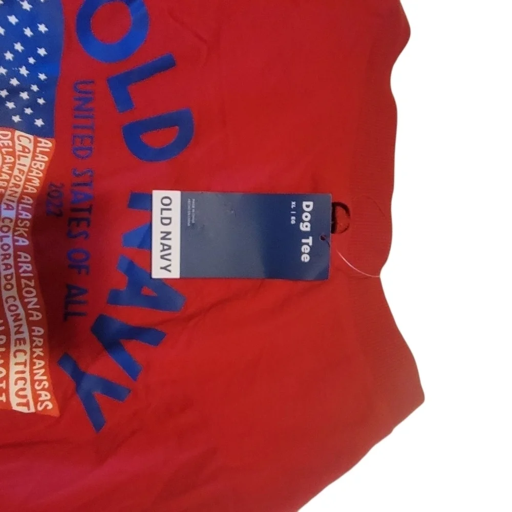 Old Navy Red and Blue Graphic Dog Tee